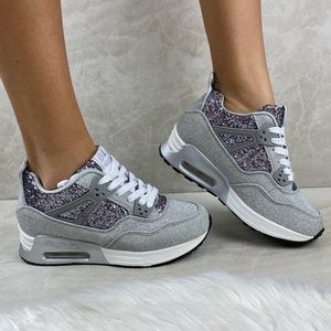 Glitter Platform Women Sneakers Silver